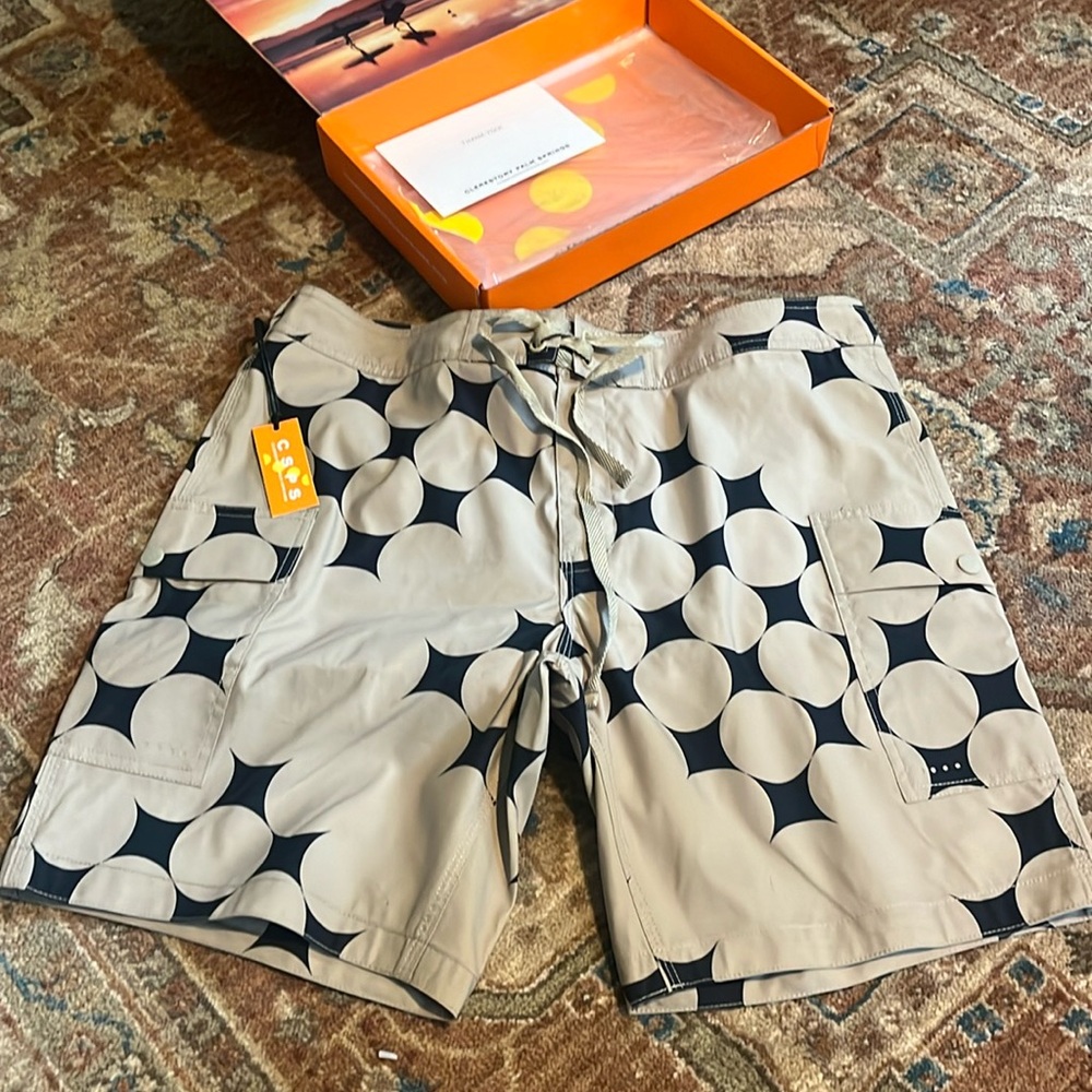 Clerestory Palm Springs sz 33 SURF in Black & Stone Swim Trunks Beach Summer